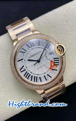 Cartier De Ballon Diamond Rose Gold Mens Casing 36MM Swiss V6 Replica Watch 01