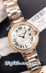 Cartier De Ballon Diamond Rose Gold Casing Ladies 33MM Swiss V6 Replica Watch 01