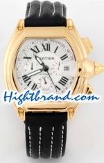 Cartier Roadster Gold Replica Watch - Leather