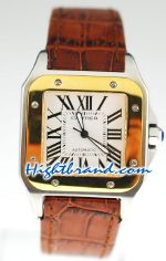 Cartier Santos 100 Two Tone Swiss Replica Watch 01