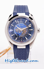 Omega Seamaster Aqua Terra 150M GMT Worldtime Blue Dial Rubble 43mm Swiss VSF Replica Watch 02