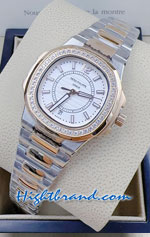 Patek Ladies Diamond 2K White Dial Circle 32mm Replica Watch 11