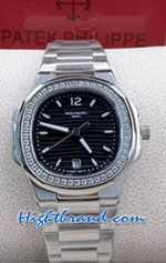 Patek Ladies Diamond Black Dial 32mm Replica Watch 01