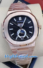 Patek Nautilus Moon 5726 Rose Gold Black Dial 40mm Replica Watch 13