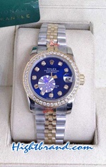 Rolex Datejust Diamond Blue Dial Jubilee 28MM Swiss Replica Watch 04