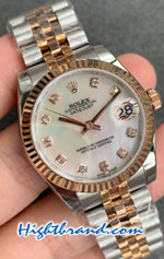 Rolex Datejust Rose Gold 31MM White Dial Swiss EW Replica Watch 01