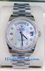 Rolex Day Date Pearl White Dial Diamond 36mm Replica Watch 11