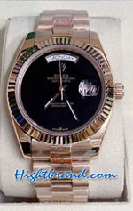Rolex Day Date II Rose Gold Black Dial 41mm Replica Watch 09
