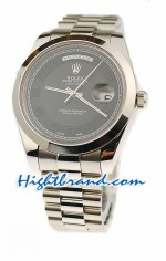 Rolex Replica Day Date II Silver Swiss Watch - 41MM 03