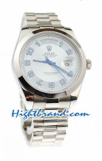 Rolex Replica Day Date II Silver Swiss Watch - 41MM 02