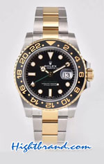 Rolex GMT Masters II Two Tone Black Dial Green Hand - Swiss Clean Replica Watch 01