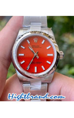 Rolex Oyster Perpetual 31MM Red Dial Swiss Replica Watch 03