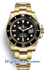 Rolex Submariner Gold Black Dial - Swiss Replica Watch 1