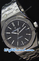 Audemars Piguet Royal Oak Black Dial Steel Strap Swiss Watch 26