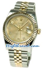 Rolex Replica Datejust Two Tone Swiss Watch 35