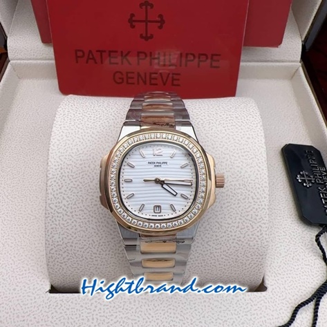 Patek Ladies Diamond 2K White Dial 32mm Replica Watch 08