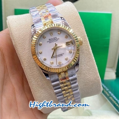 Rolex DateJust 2K Pearl White Dial Jubilee 31mm Replica Watch 05