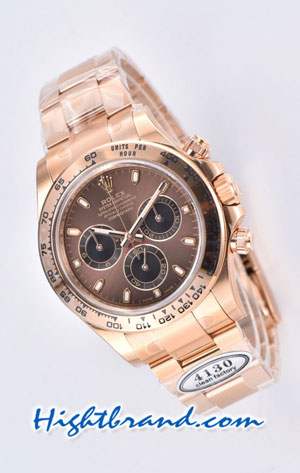 Rolex Daytona Everose Rose Gold Brown Dial Swiss Clean Replica Watch 06
