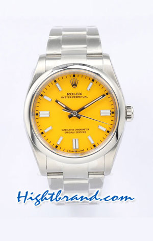 Rolex Oyster Perpetual 36MM Yellow Dial Swiss Replica Watch 03