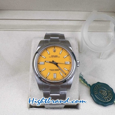 Rolex Oyster Perpetual Yellow Dial 41mm Replica Watch 04