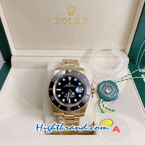Rolex Submariner Gold Ceramic Black Dial 40mm Replica Watch 01