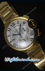 Cartier De Ballon Chronograph Gold Swiss Replica Watch 06