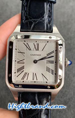 Cartier Santos Dumont Mens Steel Casing Silver Dial 38MM Swiss Replica Watch 01