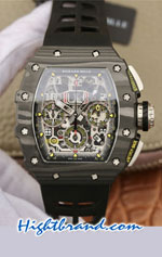 Richard Mille RM011-03 One Piece Black Forged Carbon Case Swiss Replica Watch 09