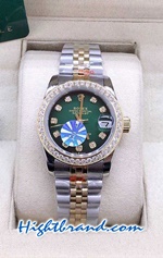 Rolex Datejust Diamond Green Dial Jubilee 28MM Swiss Replica Watch 05
