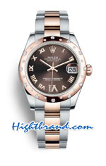 Rolex DateJust Gold Two Tone Chocolate Dial Swiss Replica Watch 02