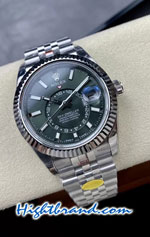 Rolex Sky Dweller Green Dial Jubilee 42mm Swiss Noob Replica Watch 04