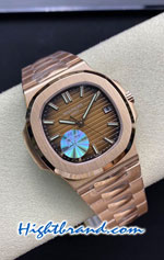 Patek Philippe Nautilus Rose Gold 5711 Rose Gold Dial Swiss PF Replica Watch 04