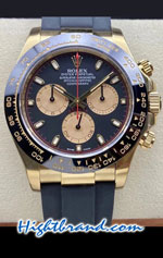 Rolex Daytona Gold Black Dial Gold Chronograph Rubble Swiss Clean Replica Watch 11