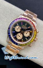 Rolex Daytona Everose Rose Gold RBOW Black Dial Swiss IPK Replica Watch 09