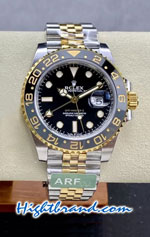 Rolex GMT Masters II Two Tone Black Grey Ceramic Jubilee Swiss AR Replica Watch 04