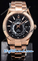 Rolex Sky Dweller Rose Gold 2021 Black Dial Swiss Replica Watch 01