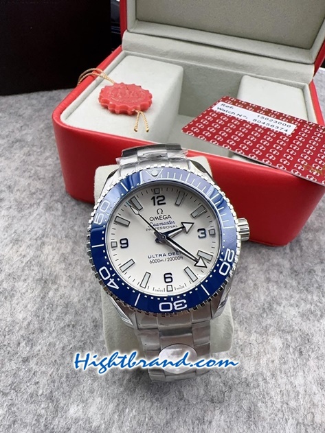 Omega Seamaster Ultra Deep Blue Ceramic White Dial 44mm Replica Watch 06
