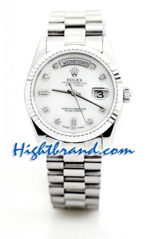 Rolex Day Date Silver Swiss Watch 8