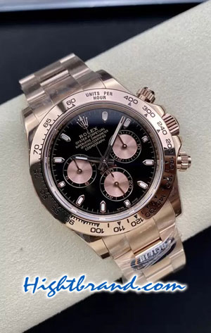 Rolex Daytona Black Dial Rose Gold Swiss BT Replica Watch 06