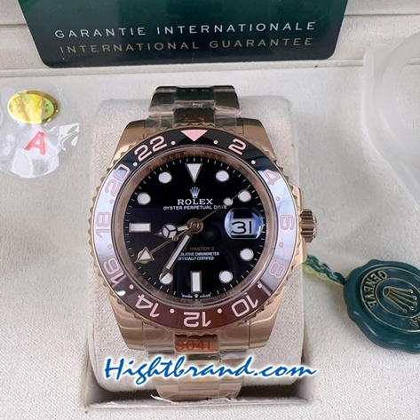 Rolex GMT Rootbeer Rose Gold 40mm Replica Watch 11